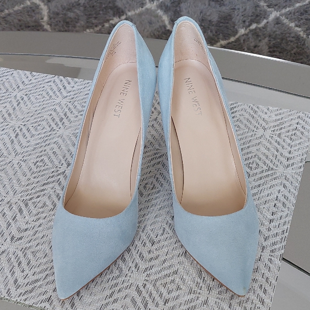 Nine West Light Blue Suede Heels - Height: 3.6 inches - Brand New